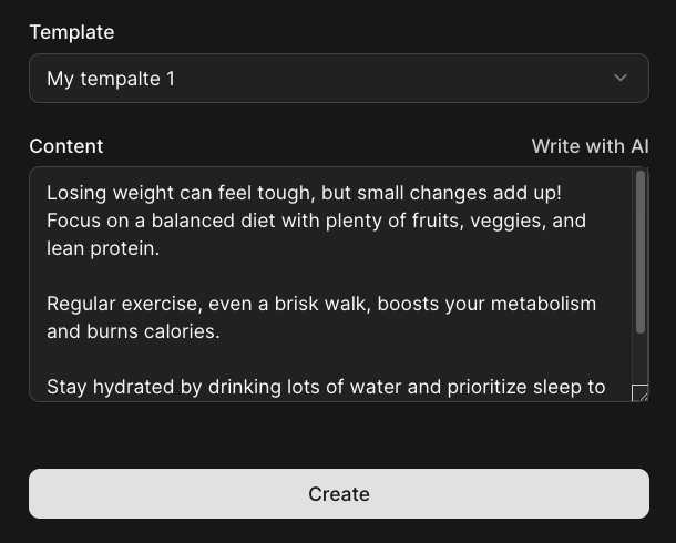 template in dark mode in dark mode