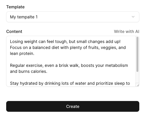 template in dark mode in light mode
